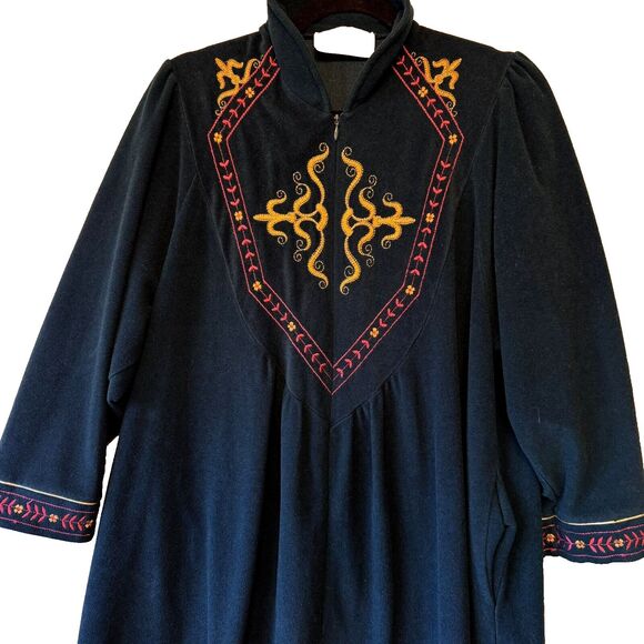 Vanity Fair House Coat Zip Bath Robe Night‎ Gown Medium Petite Green Vintage - Picture 3 of 16